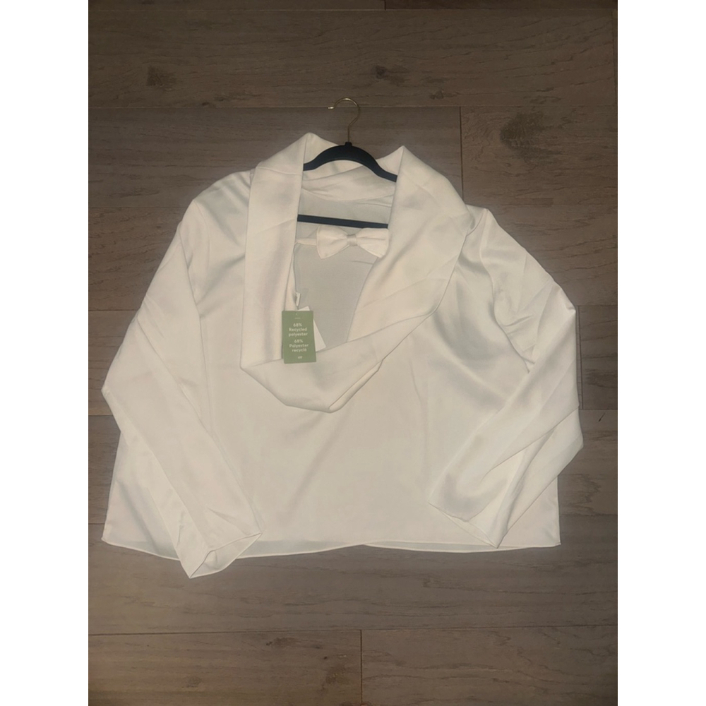 H&M White Blouse XXL Open Back Bow Detail - Picture 3 of 10